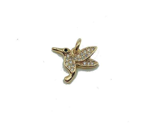 Gold Hummingbird Charm Pendant