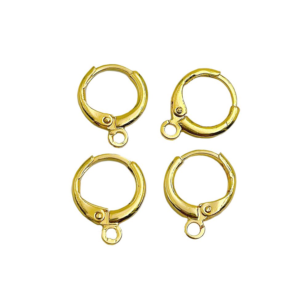 18K Gold Filled 12mm Lever Back Hoop Earring for Jewelry Making