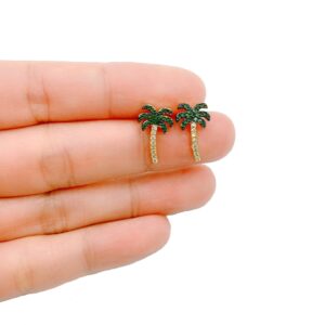 Hand Holding Palm Tree Stud Earrings
