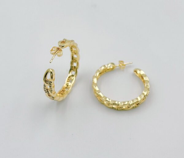 Pair of Link Chain Hoop Earrings
