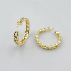Pair of Link Chain Hoop Earrings
