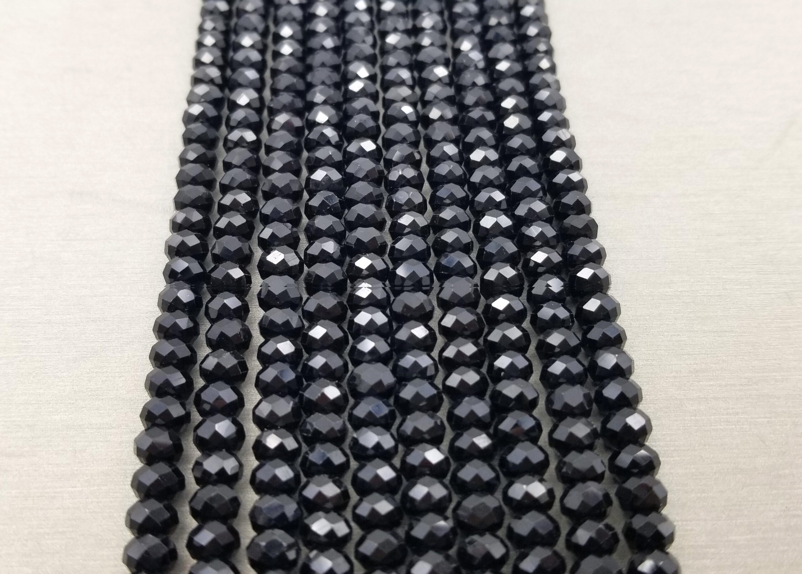 BLACK SPINEL 3mm High Grade Faceted Gemstone Beads Strand