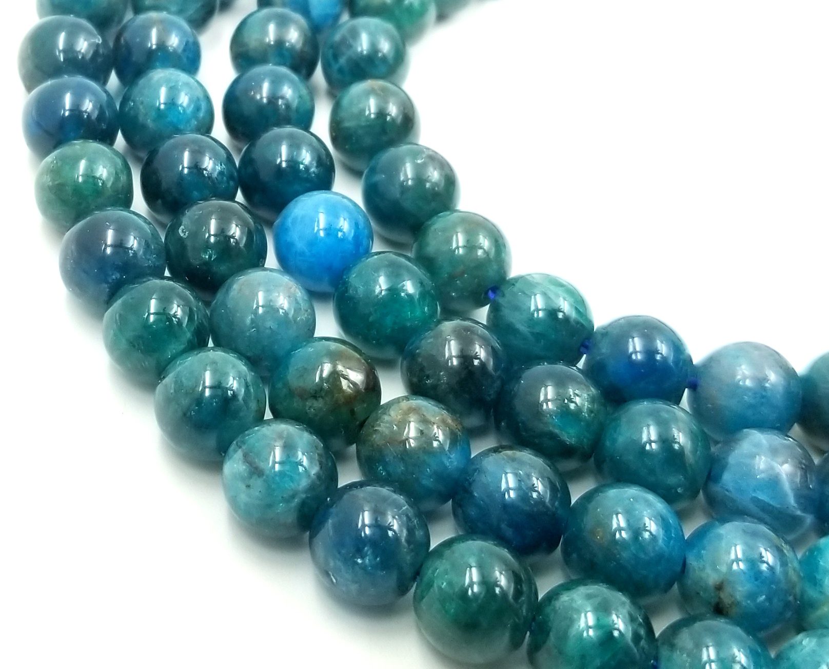 AAA Natural Blue Apatite 8mm Smooth Round Beads Gemstone 15.5″ Strand ...