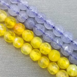 Dyed Purple and Yellow Agate Round Faceted Gemstone
