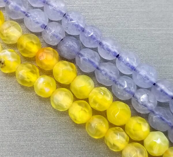 Dyed Purple and Yellow Agate Round Faceted Gemstone