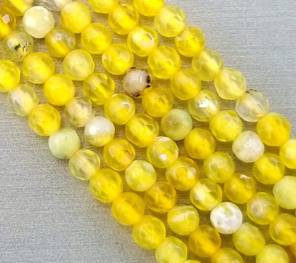 Dyed Yellow Agate Round Faceted Gemstone
