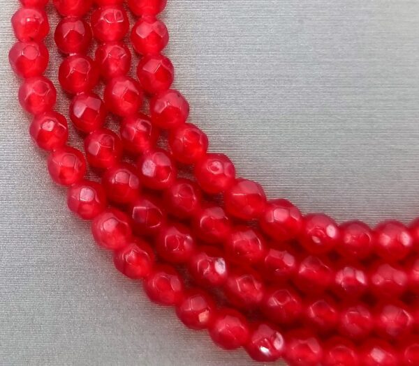 Ruby Jade Red Faceted Round Beads