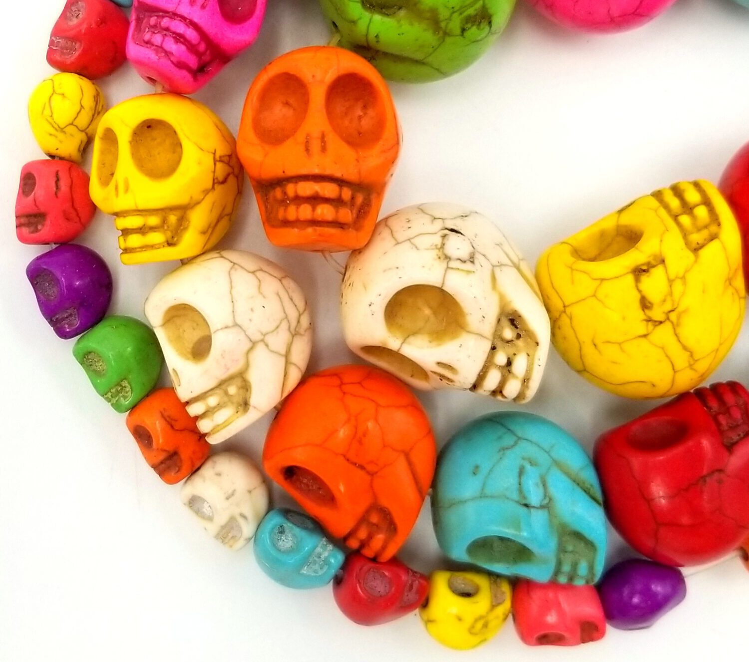 Assorted Skull Beads Howlite Dyed Stone Beads Carved Stone Skull up to  22x18mm 15.5″ Full Strand ORG036 - BeadsCreation4u