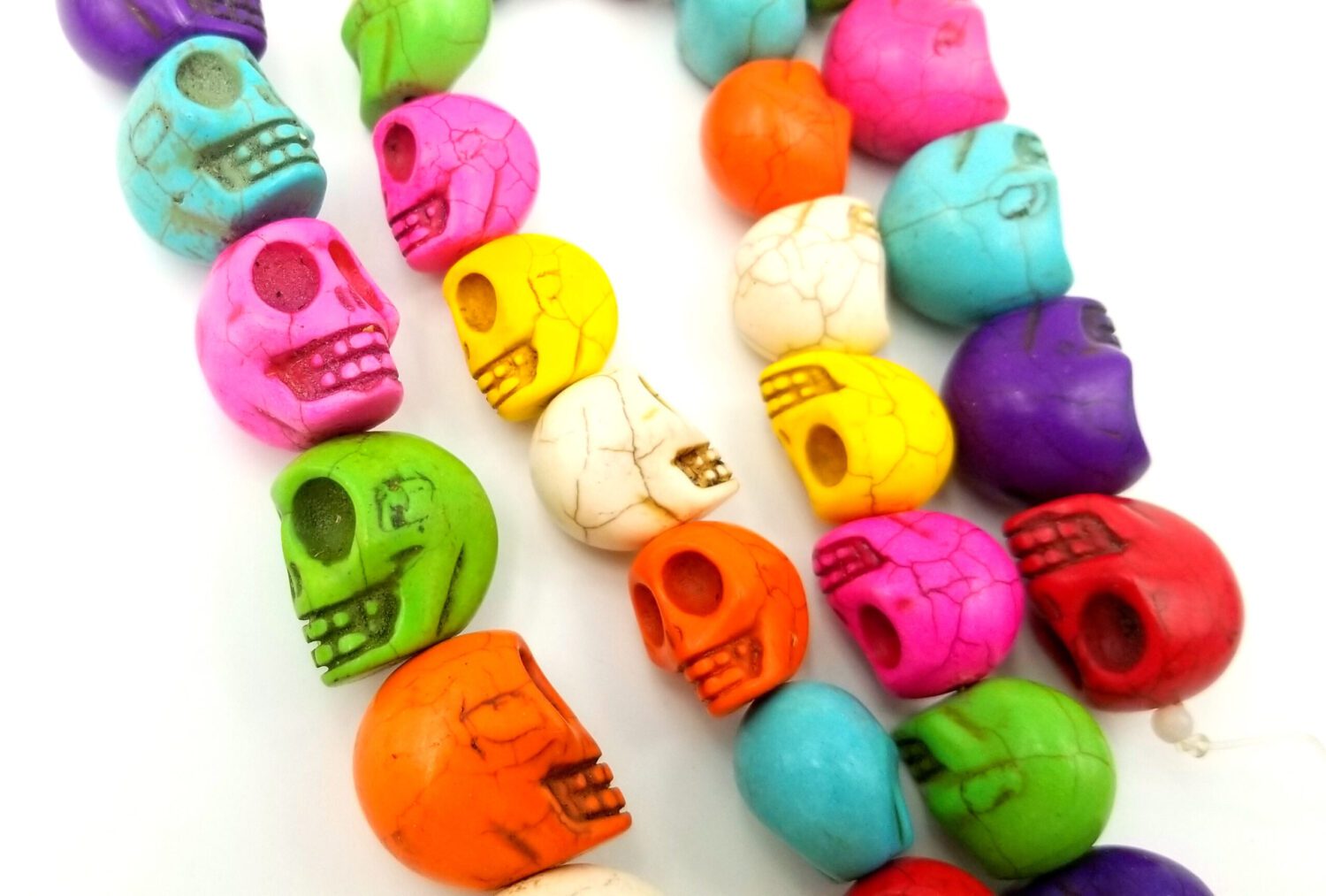 Assorted Skull Beads Howlite Dyed Stone Beads Carved Stone Skull up to  22x18mm 15.5″ Full Strand ORG036 - BeadsCreation4u