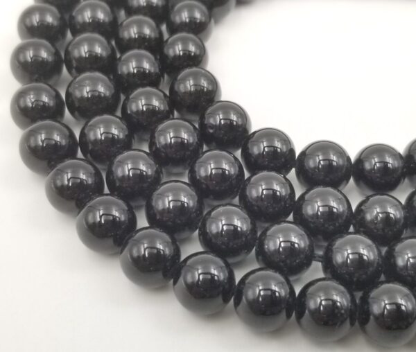 Black Tourmaline Natural Smooth Round Beads