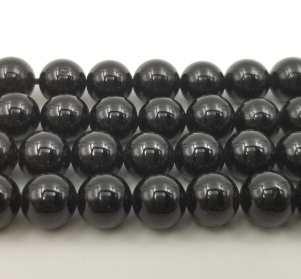 Black Tourmaline Natural Smooth Round Beads