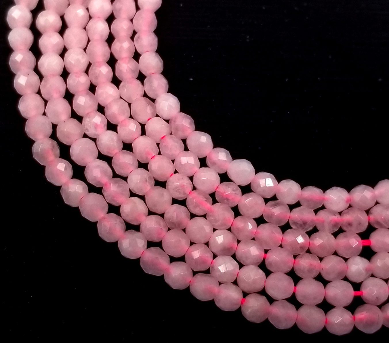 Rose Quartz Faceted Beads Grade AAA 4mm Pink Gemstone Beads 15.5″ Full ...