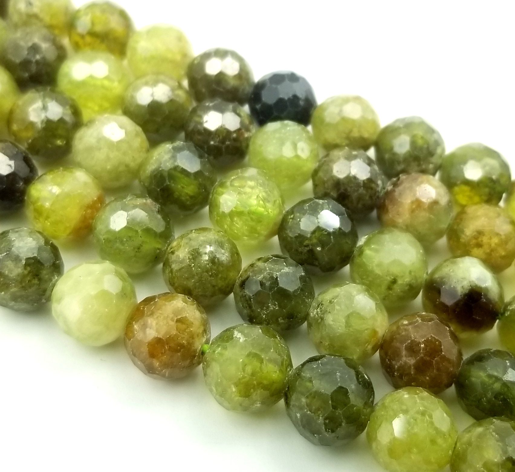 Faceted 8mm Green Peridot Round Beads Loose Beads Gemstone 15" strand AAAA
