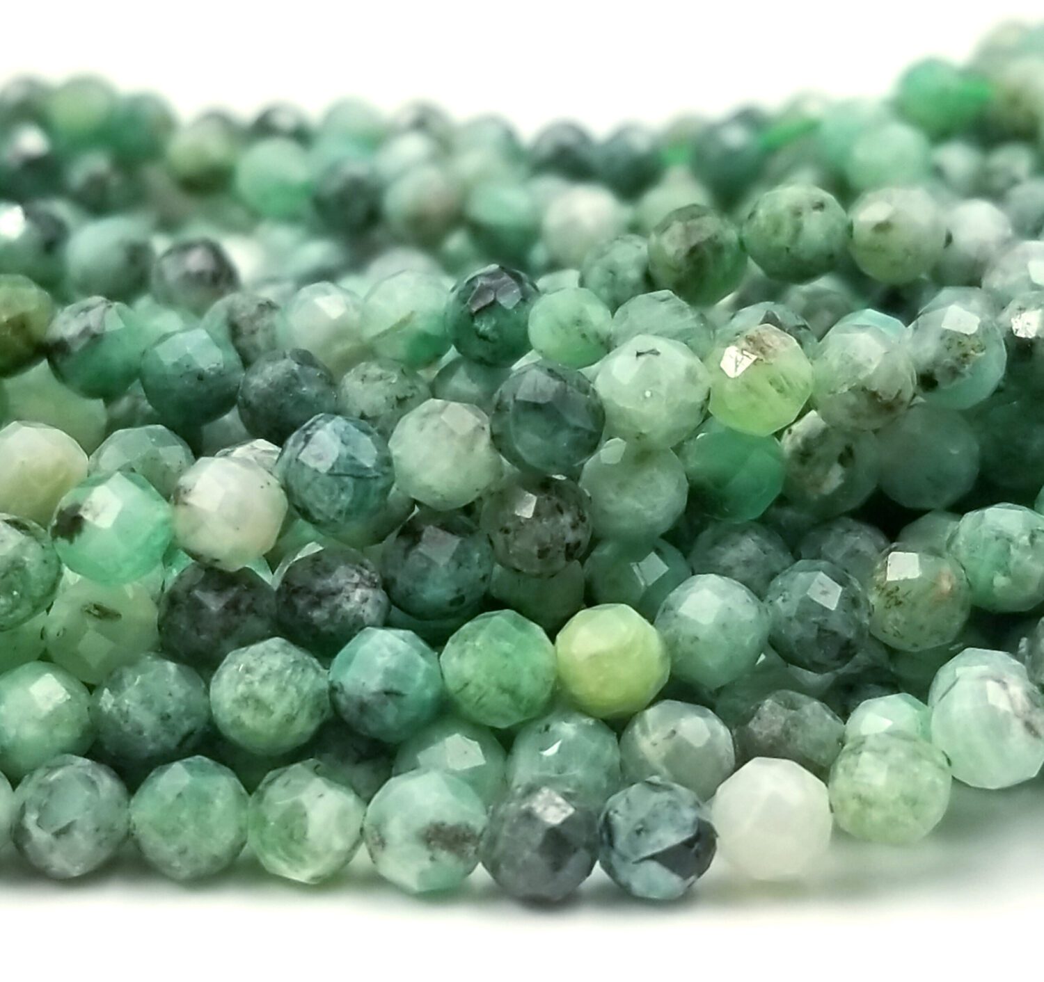 Faceted Natural Green Aventurine Round 2mm Beads Gemstone 15.5