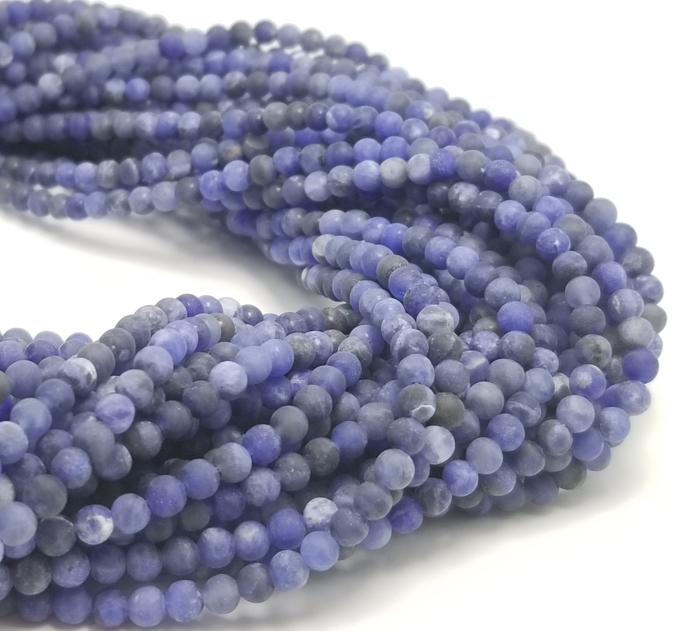 Matte Or Shiny Finish Sodanite Natural Gemstone Beads 3mm 15 5 Full Strand Prp337 Beadscreation4u