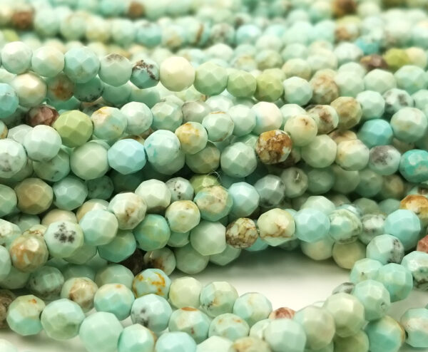 Green Faceted Turquoise Natural Round Beads