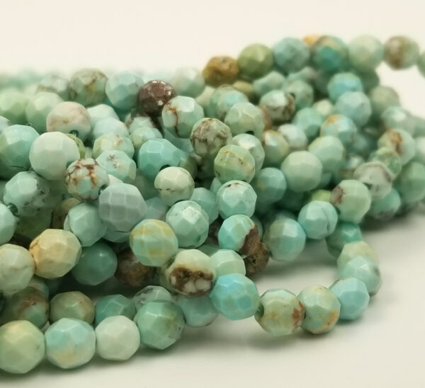 Green Faceted Turquoise Natural Round Beads