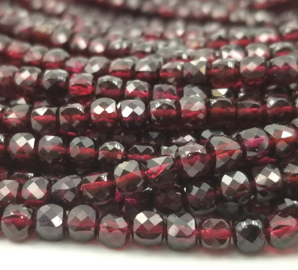Garnet Cube Beads Faceted Cube Garnet