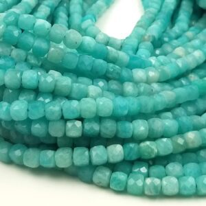 Amazonite Faceted Round Cube Beads