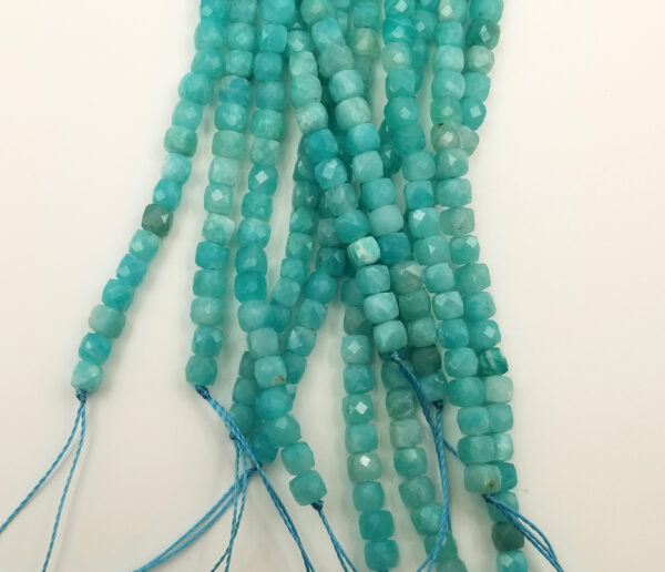 Amazonite Faceted Round Cube Beads