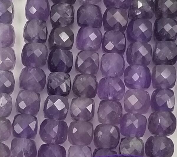 Amethyst Genuine Natural Round Cube Beads