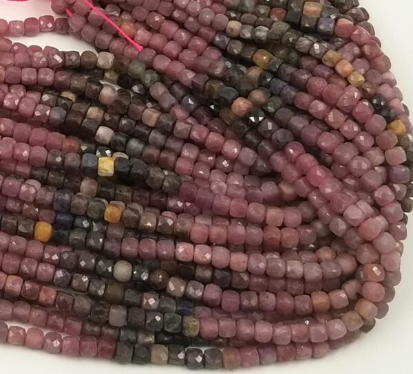 Ruby Sapphire Natural Clean Cube Beads