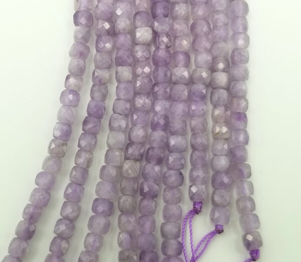 Lavender Jade Purple Lilac Mountain Jade Cube Beads