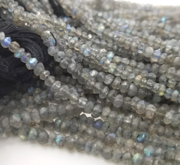 Labradorite Stone Faceted Rondelle Gemstone Beads