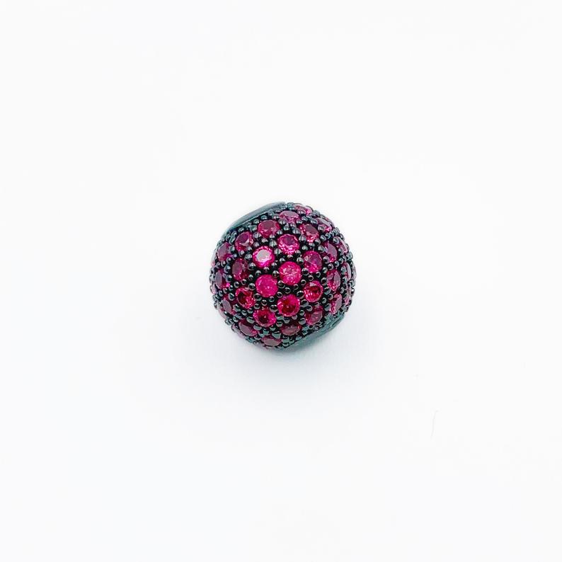 Pukido 6mm 8mm 10mm 12mm Micro Pave CZ Round Beads,Violet Cubic Zirconia Pave on Copper Ball Bead Color: Black, Item Diameter: 6 mm