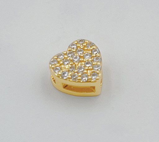 18K Gold Filled Heart Beads, Large Hole Bead, Love Beads for