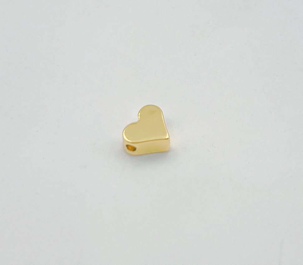 Small Gold Heart Beads, Gold Spacer Beads, Heart Shaped Beads for Jewe