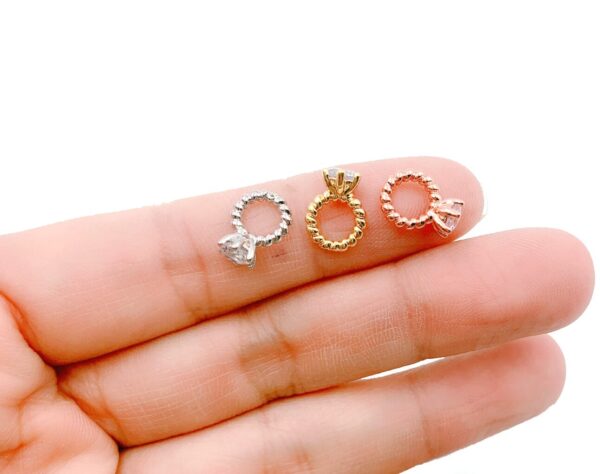 Hand Holding Three Kinds of Micro Pave Diamond Ring Pendant