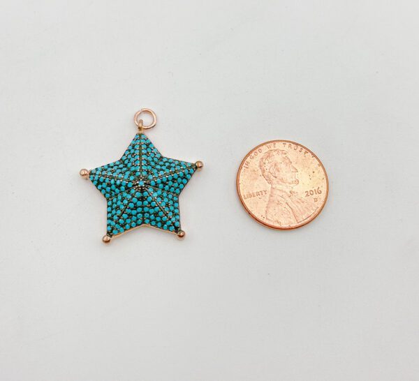 Blue Micro Pave Large Star Charm Pendant and Coin