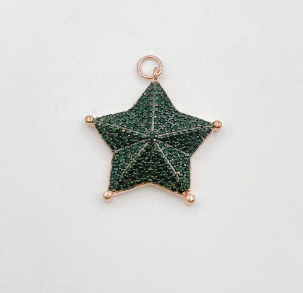 Green Micro Pave Large Star Charm Pendant