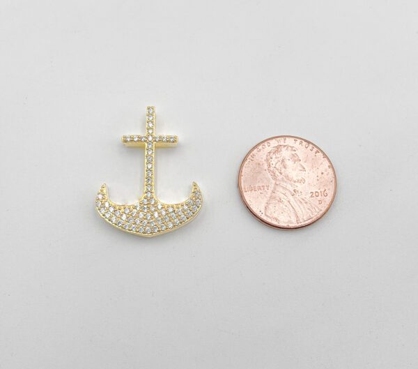 Gold Micro Pave Anchor Nautical Charm and Coin