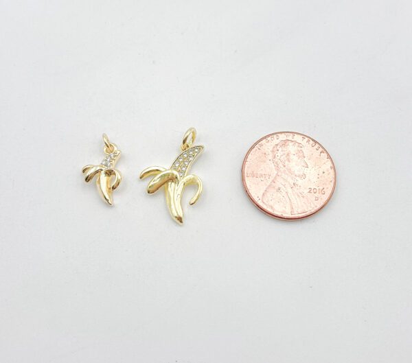 Small and Medium Micro Pave Banana Charm Pendant and Coin
