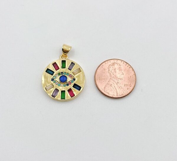 Round Colorful Evil Eye Disc Charm and Coin