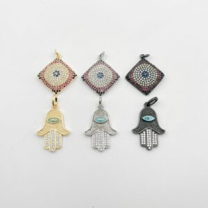 Diamond Evil Eye Cham and Hamsa Hand Charm in Different Color