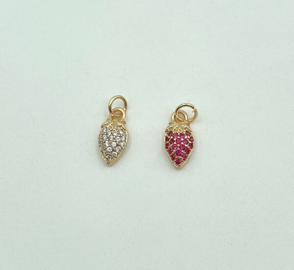 Gold Micro Pave Strawberry Pendant