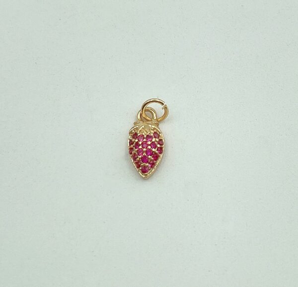 Gold Micro Pave Strawberry Pendant