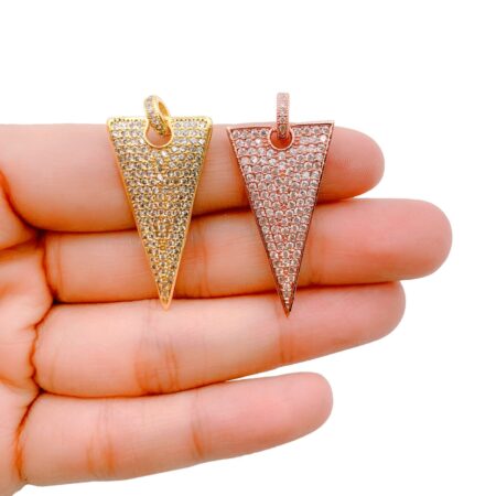 Gold Filled Arrowhead Charm, CZ Micro Pave Arrowhead Pendant, Arrow Necklace, Arrow Charm, Arrow Pendant, Cubic Zirconia, 39x18mm, CP264
