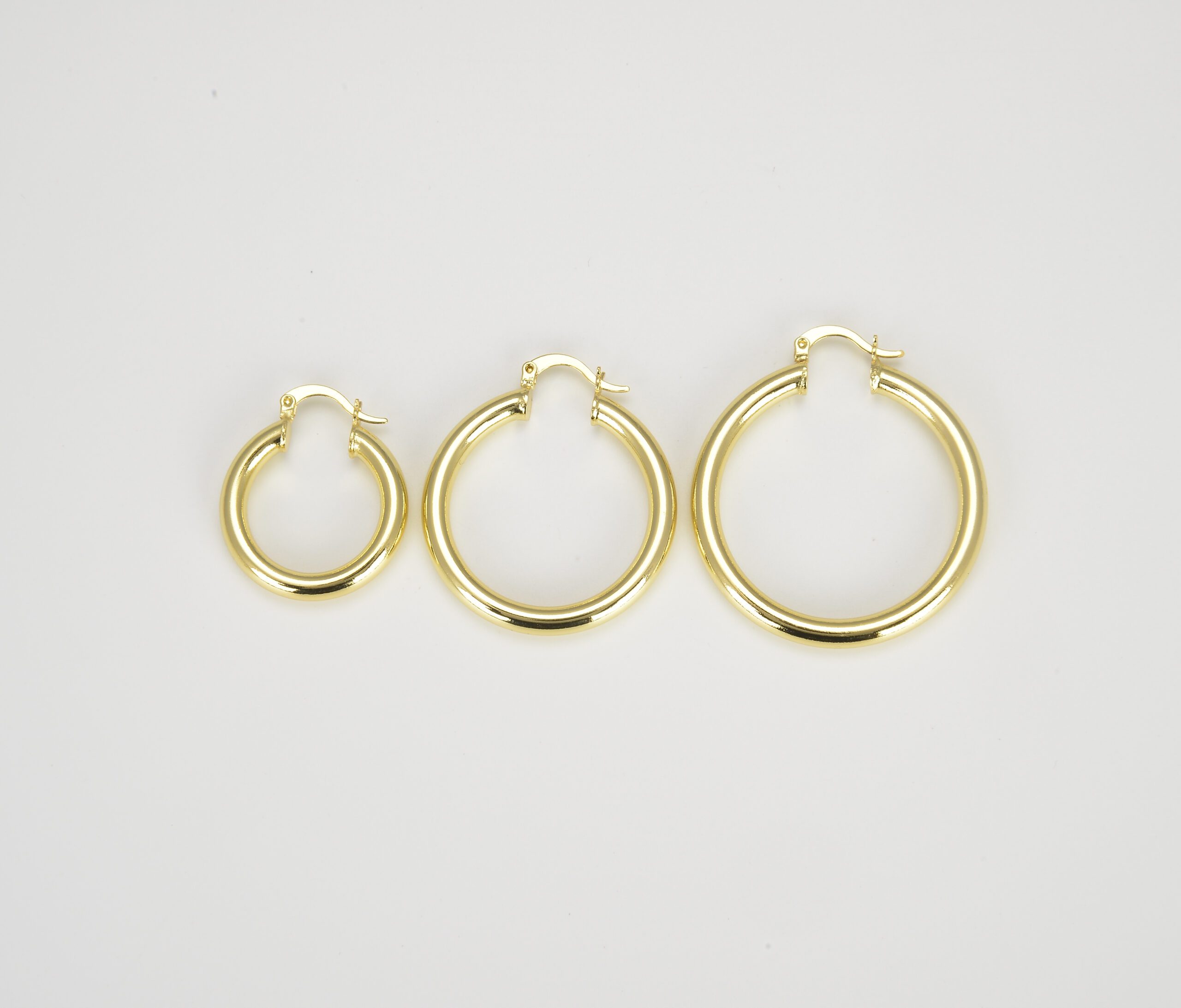 Chunky gold hoops,18k Gold Plated thick Hoop Earrings, big 2"