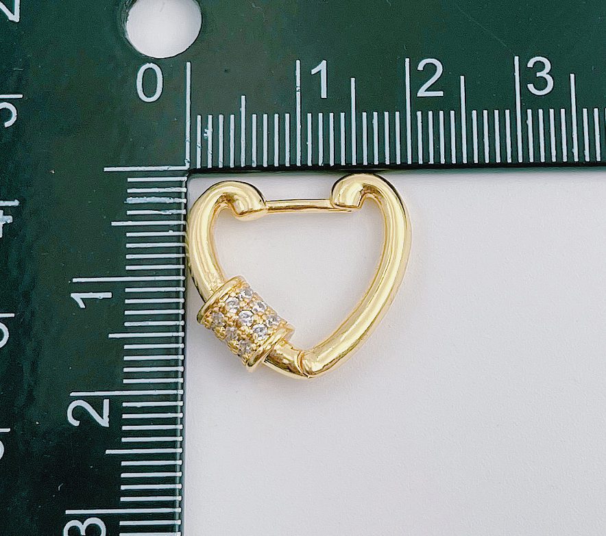 14kt Gold Heart Padlock Huggie Hoop Earrings