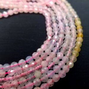 Morganite Faceted Gemstone Round Beads