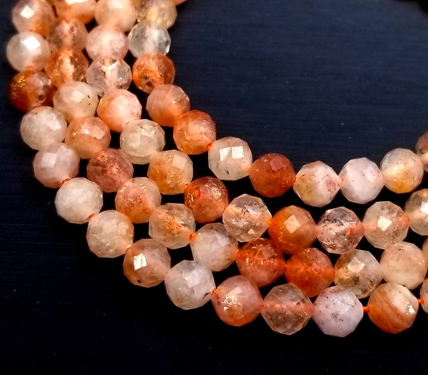 AAA 8.5 Inch Strand 8x10-9x12mm Natural Sparkling Sunstone Smooth Oval Beads Strand-Sunstone Oval Beads 19 Beads ApxStrand 0388-0389