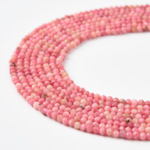 Rhodonite Gemstone Grade AAA Micro Faceted Round Loose Beads 15.5" Full Strand PRP390
