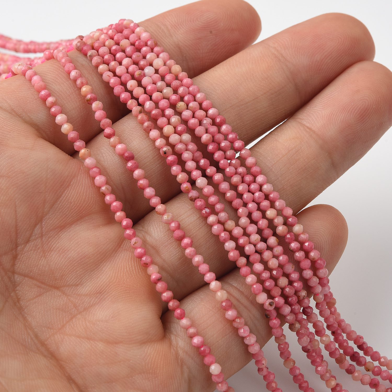 Rhodonite Gemstone Grade AAA Micro Faceted Round Loose Beads 15.5" Full Strand PRP390 - Image 2