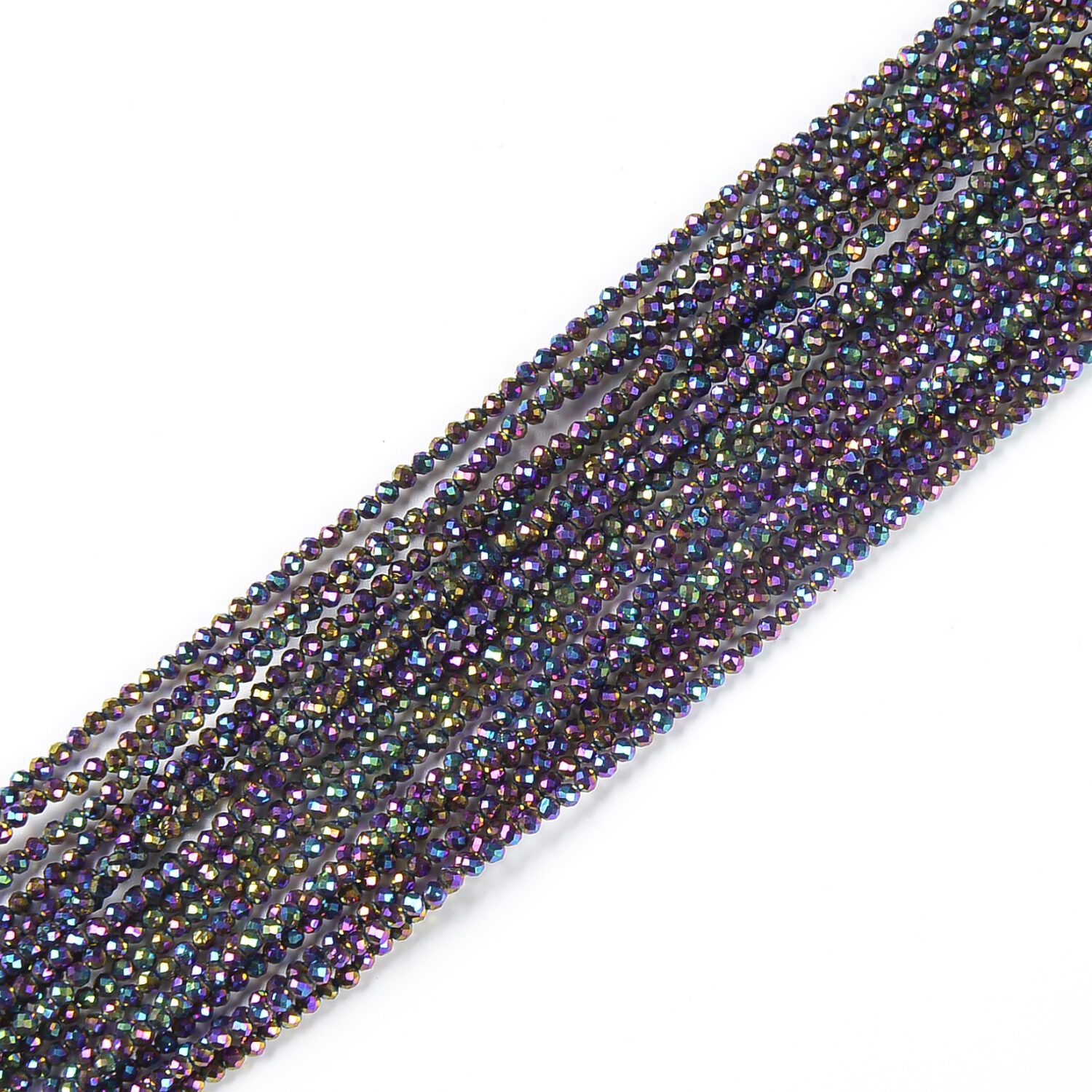 Mystic Blue Dyed Natural Quartz Rondelle Beads