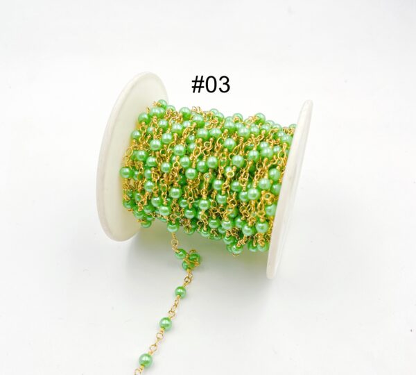 Shell Pearl Beaded Chain By Yard, 18K Gold Filled Chain for Jewelry