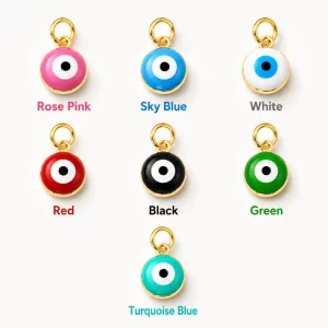 Gold Filled Enamel Evil Eye Charm, Colorful Nazar Greek Eye Pendant for Necklace Bracelet DIY Jewelry Making Supplies, Gift for Him, CP1291